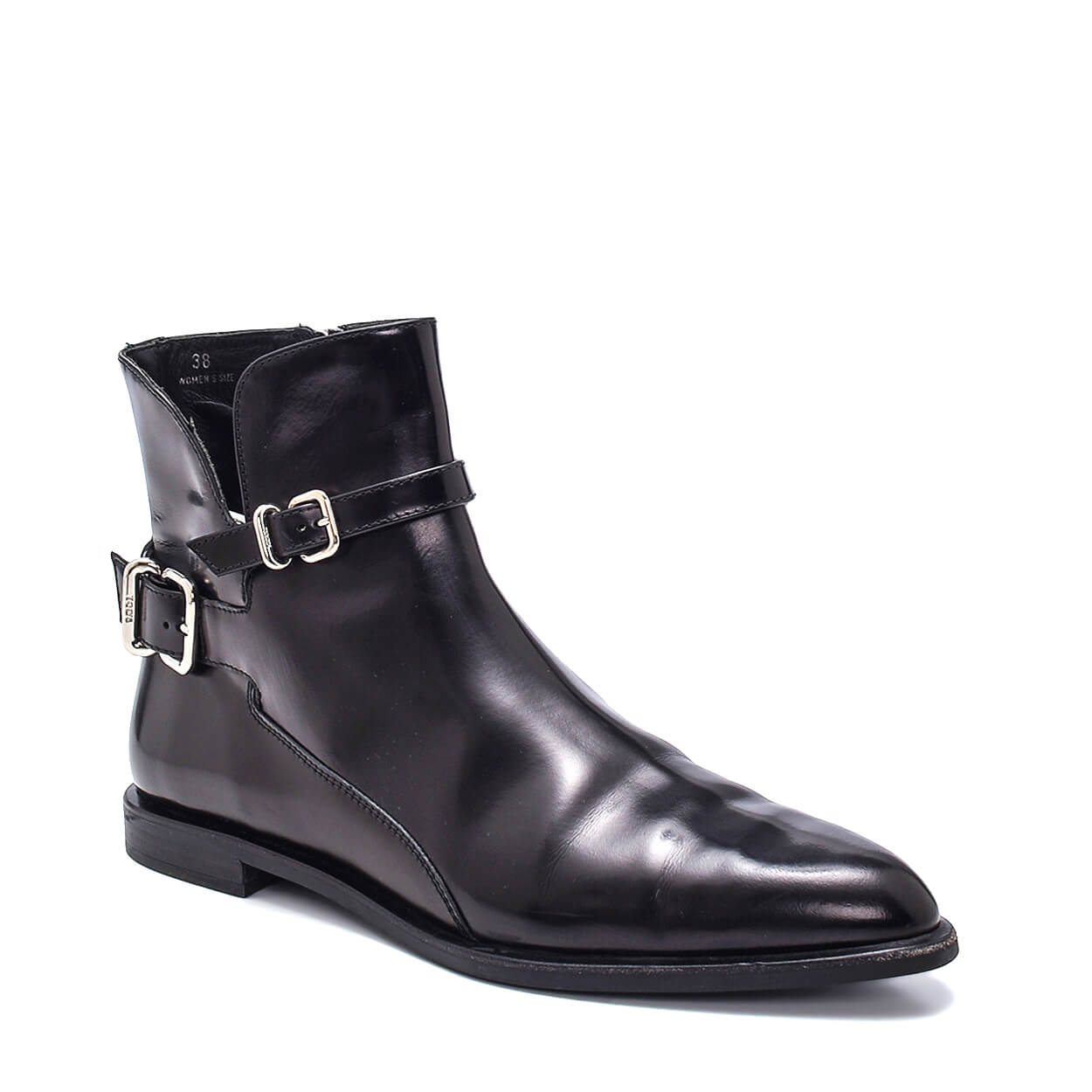 Tod's - Black Leather Double Buckle Ankle Boots/38